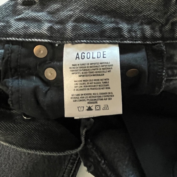 Agolde 90’s Pinch Waist High-Rise Straight Jeans Black Tea Color Size 22 Waist - Picture 11 of 12